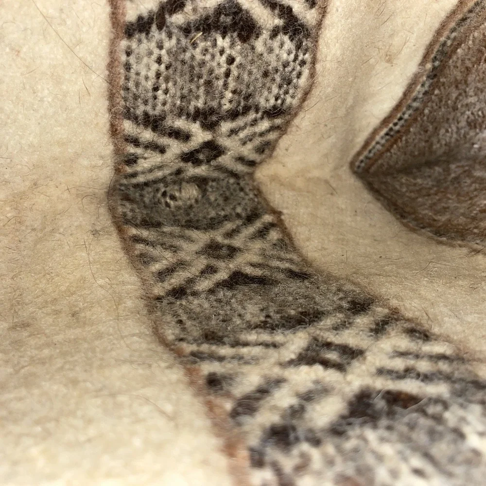 Vintage Medium Size Shoulder Bag - Wool Neutral‎ Colors Geometric patterns